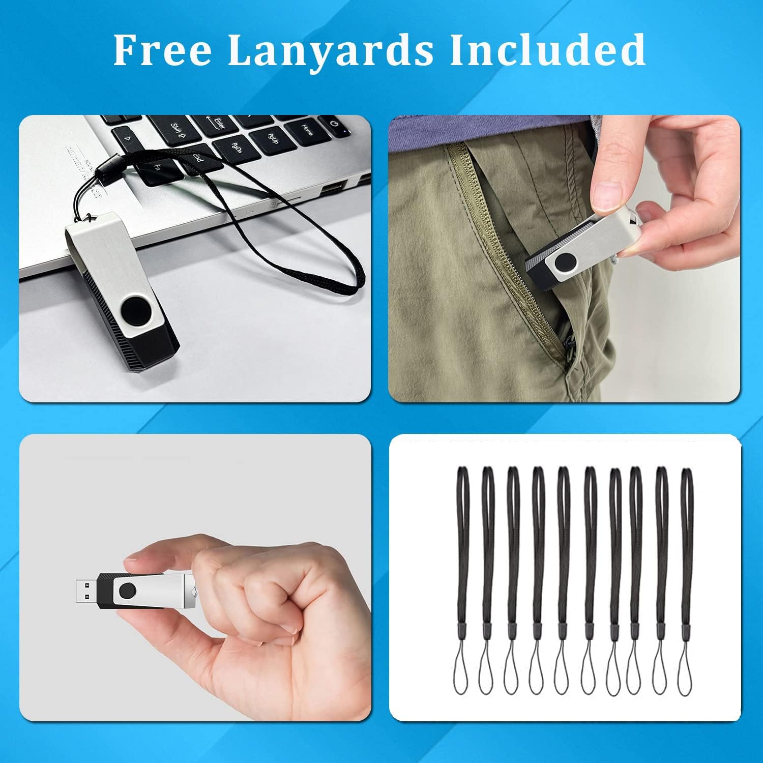 Wooolken Wooolken 128MB Flash Drives 100 Pack USB 2.0 Thumb Drives with Lanyards for Weddings Office School Data Storage Backup - View 5 of 9