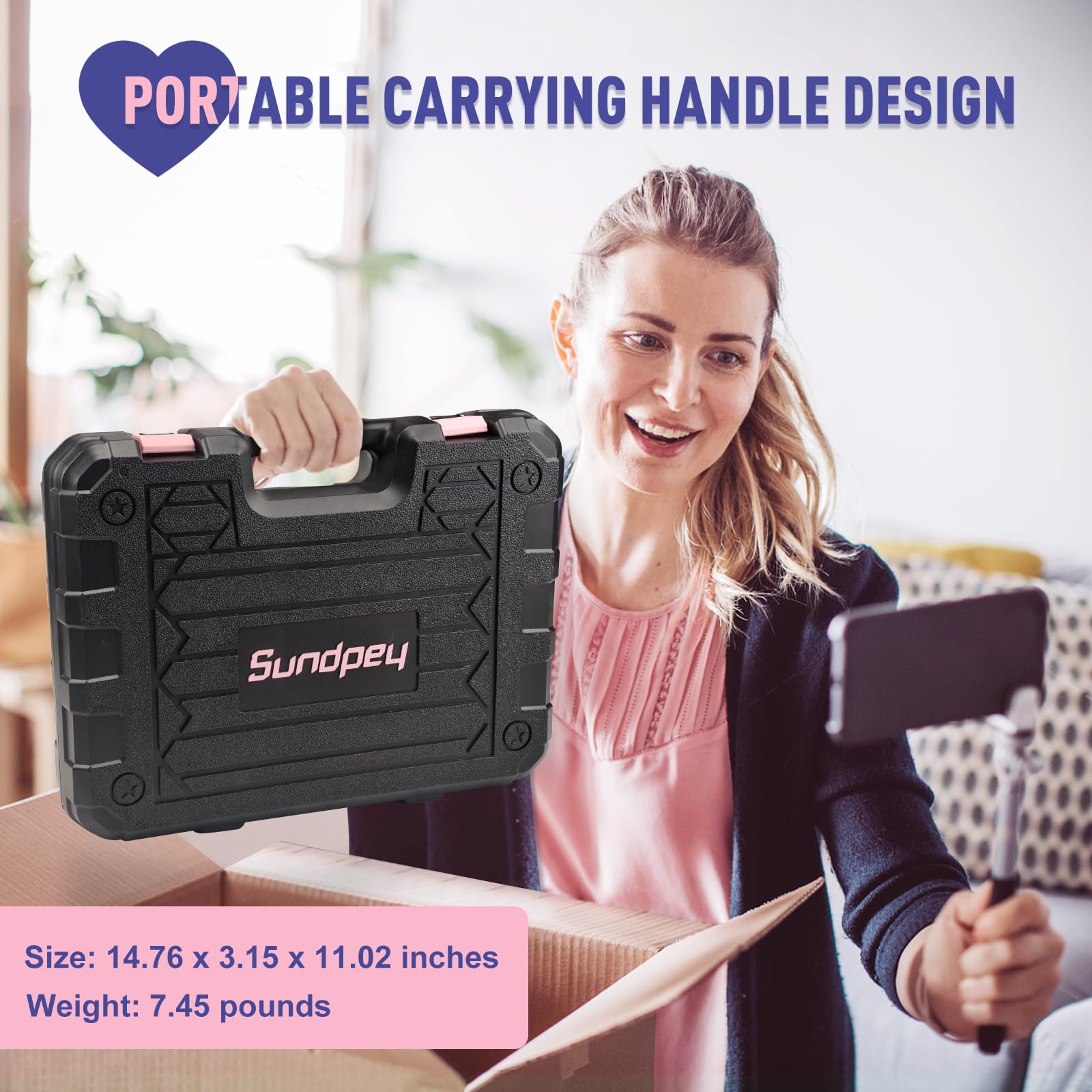 Sundpey Sundpey Home Tool Kit 148 Pieces Essential Hand Repair Set with Case Screwdriver Pliers Wrench Voltage Tester for Women - View 6 of 7