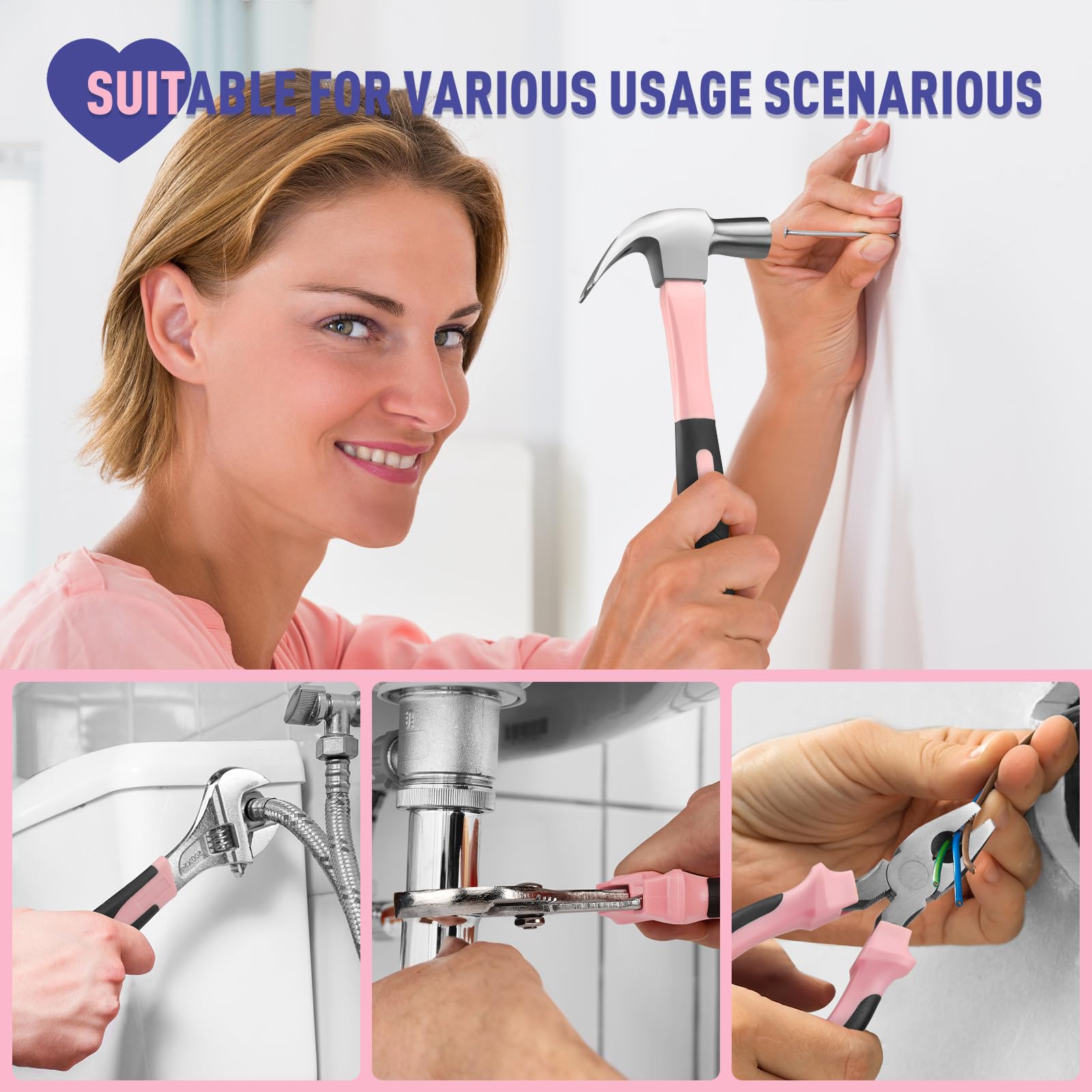 Sundpey Sundpey Home Tool Kit 148 Pieces Essential Hand Repair Set with Case Screwdriver Pliers Wrench Voltage Tester for Women - View 7 of 7