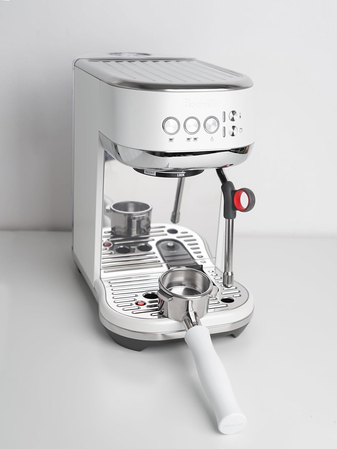 Normcore Normcore 54mm Bottomless Portafilter for Breville Sage Barista Express with 18g Filter Basket and Anodized Aluminum Handle in White - View 4 of 9