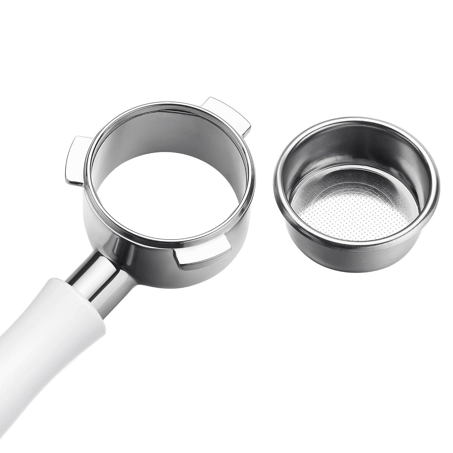 Normcore Normcore 54mm Bottomless Portafilter for Breville Sage Barista Express with 18g Filter Basket and Anodized Aluminum Handle in White - View 7 of 9