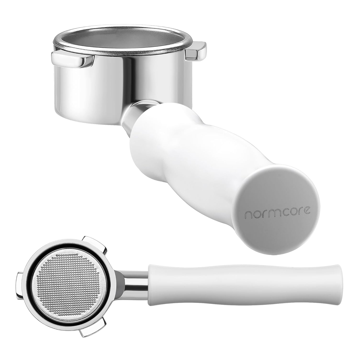 Normcore Normcore 54mm Bottomless Portafilter for Breville Sage Barista Express with 18g Filter Basket and Anodized Aluminum Handle in White