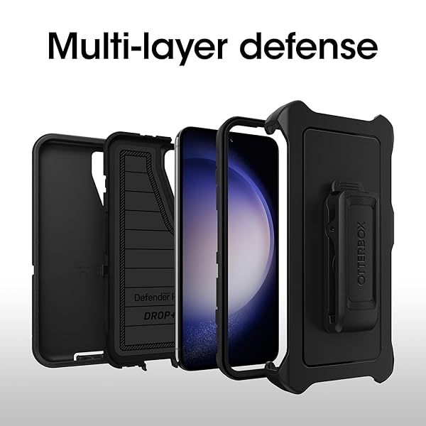 OtterBox OtterBox Galaxy S23 Defender Series Case Black Rugged Durable with Port Protection Holster Clip Kickstand Microbial Defense Non Retail Packaging - View 8 of 10