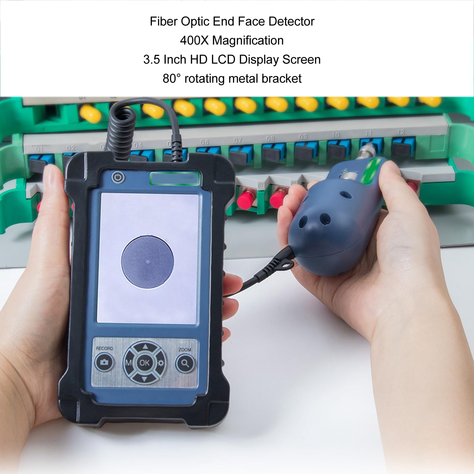 Marhynchus Marhynchus Handheld Fiber Microscope 400X Magnification Optical Fiber End Face Inspection Probe with 3.5in LCD Display - View 2 of 9