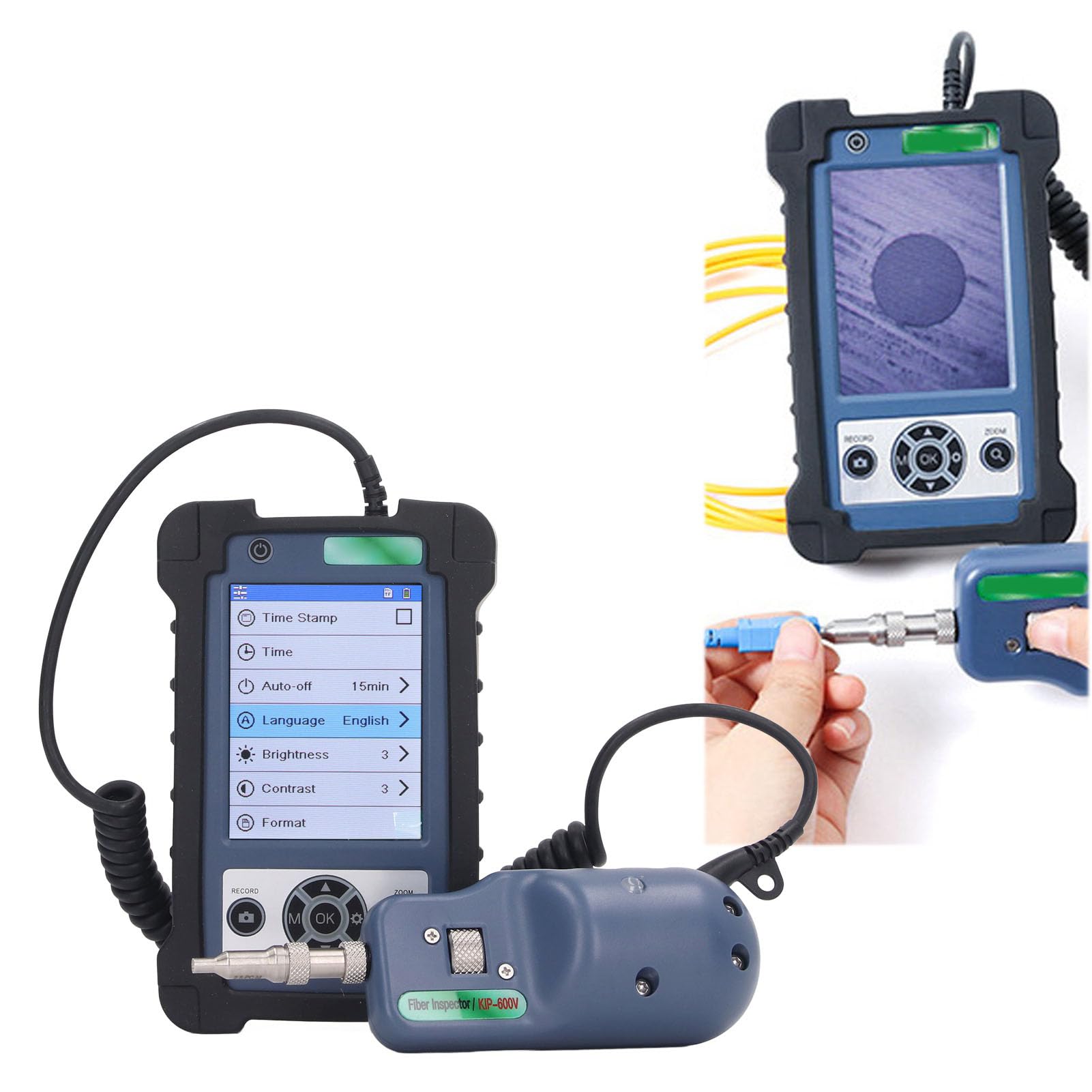 Marhynchus Marhynchus Handheld Fiber Microscope 400X Magnification Optical Fiber End Face Inspection Probe with 3.5in LCD Display - View 8 of 9