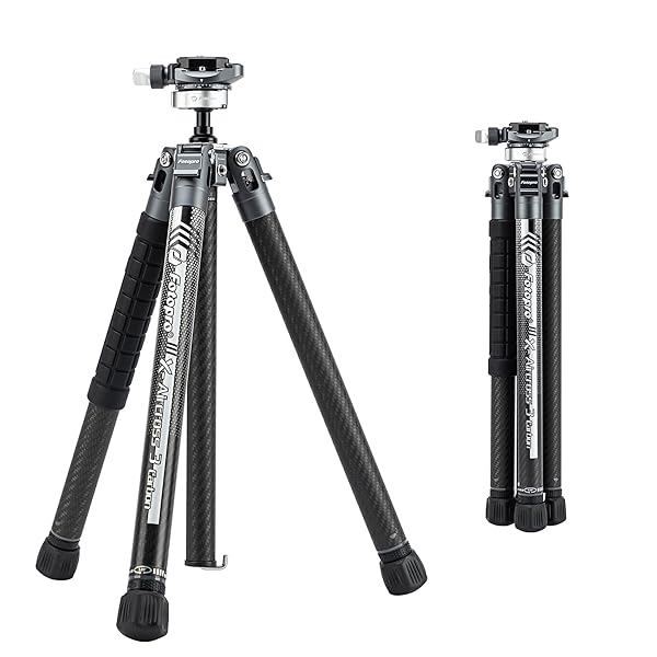 Fotopro Fotopro Carbon Fiber Tripod 1.7lbs Ultralight 62 Inch Portable Compact Travel Tripod for Camera DSLR Load up to 22lbs X-Aircross 3 Lite Grey