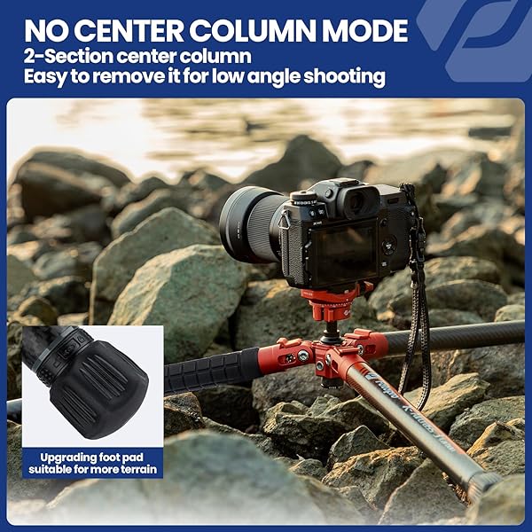 Fotopro Fotopro Carbon Fiber Tripod 1.7lbs Ultralight 62 Inch Portable Compact Travel Tripod for Camera DSLR Load up to 22lbs X-Aircross 3 Lite Orange - View 8 of 9
