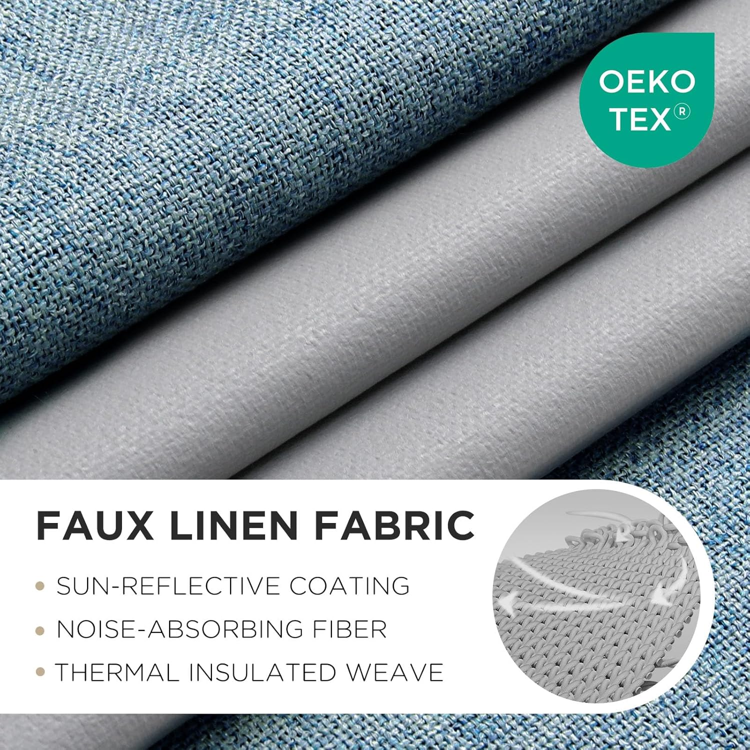 Joydeco Joydeco 90 Inch Blackout Curtains Set of 2 Sky Blue Room Darkening Thermal Drapes for Bedroom Privacy Protection - View 2 of 9