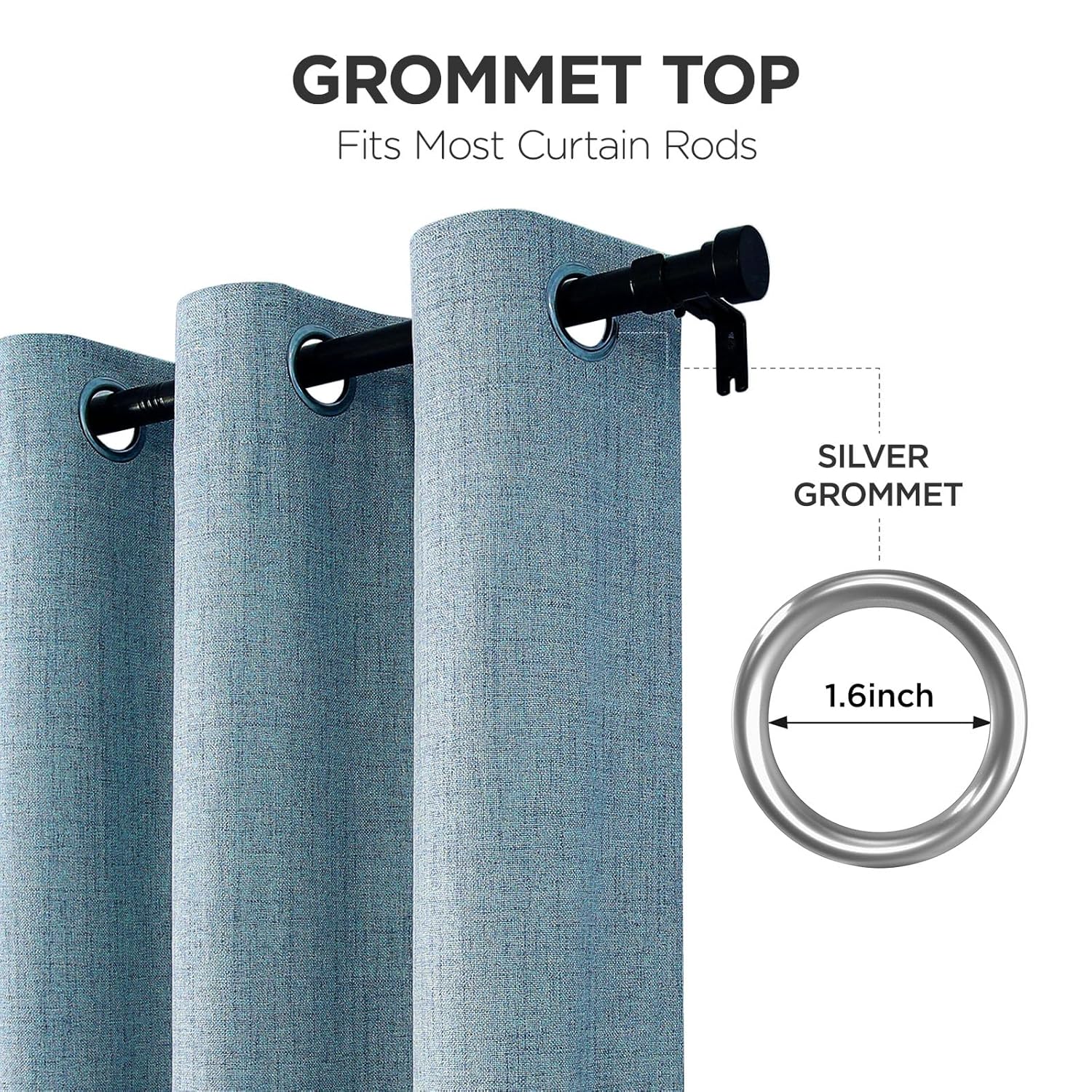 Joydeco Joydeco 90 Inch Blackout Curtains Set of 2 Sky Blue Room Darkening Thermal Drapes for Bedroom Privacy Protection - View 5 of 9