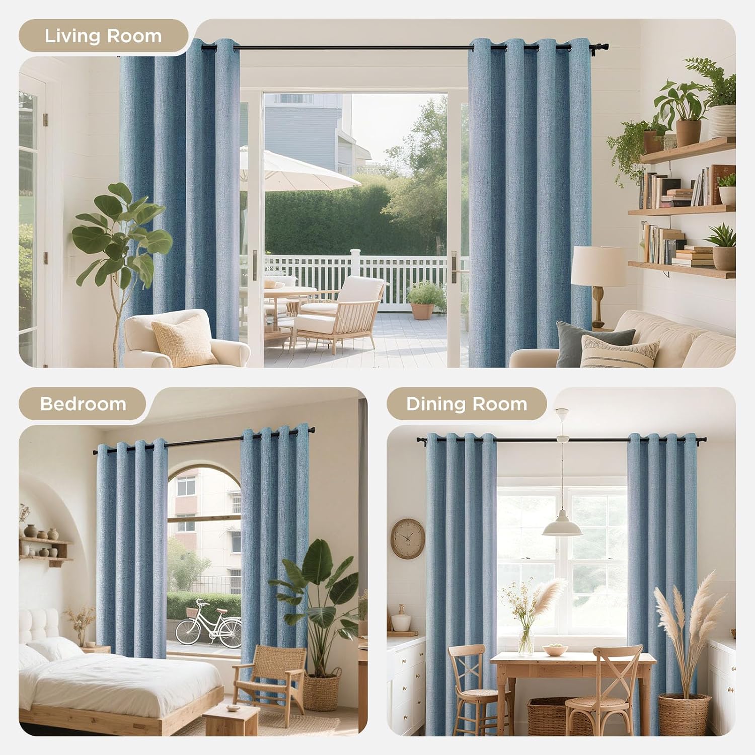 Joydeco Joydeco 90 Inch Blackout Curtains Set of 2 Sky Blue Room Darkening Thermal Drapes for Bedroom Privacy Protection - View 7 of 9