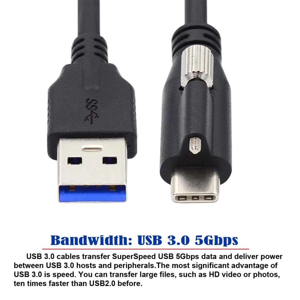 NFHK NFHK USB 3.1 Type-C Locking Connector to USB 3.0 Data Cable 300CM for Camera with Panel Mount Screw - View 2 of 9