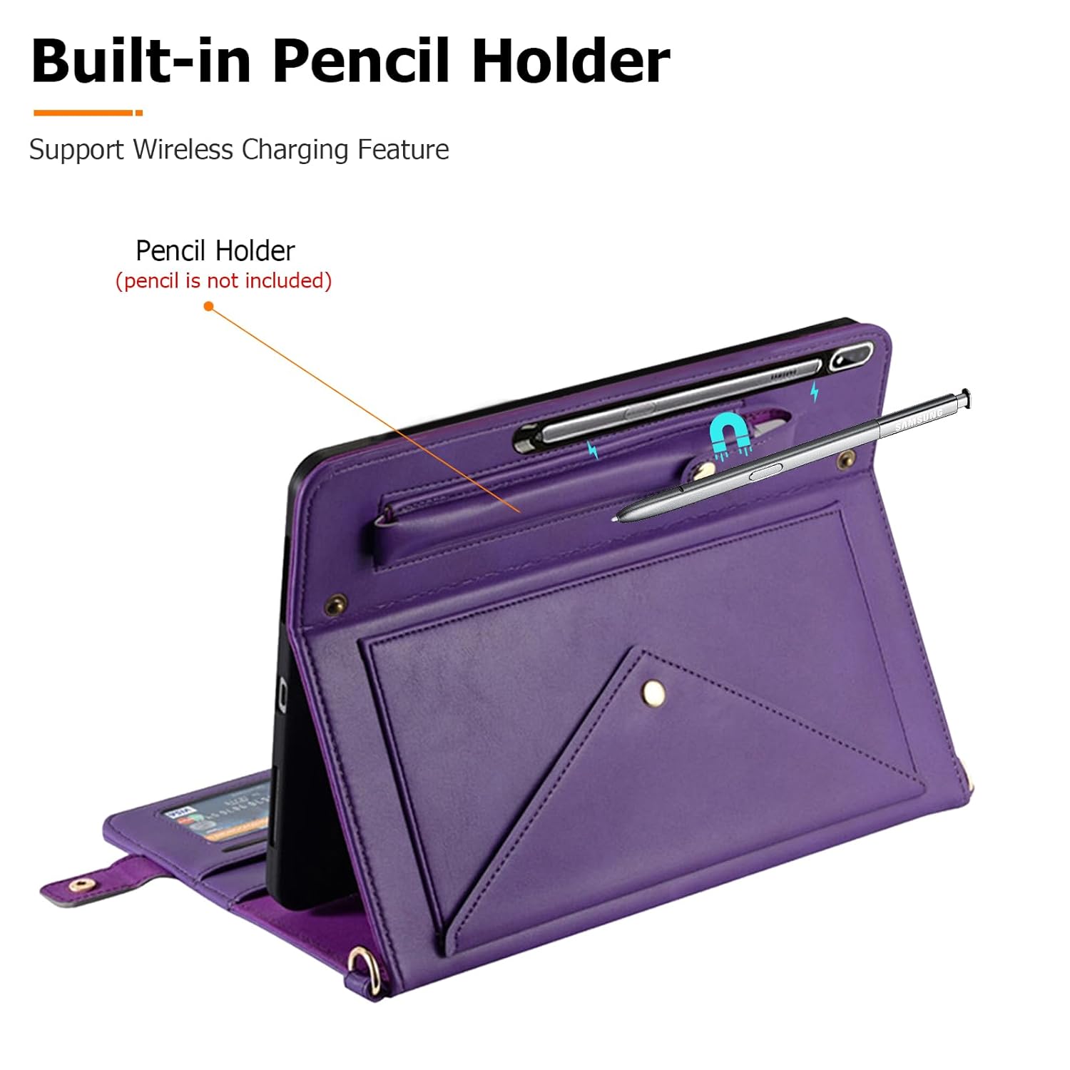 Dteck Dteck Galaxy Tab S10 Ultra Case Business PU Leather Folio Stand Protective Cover with S Pen Holder Card Slots Blue - View 6 of 8