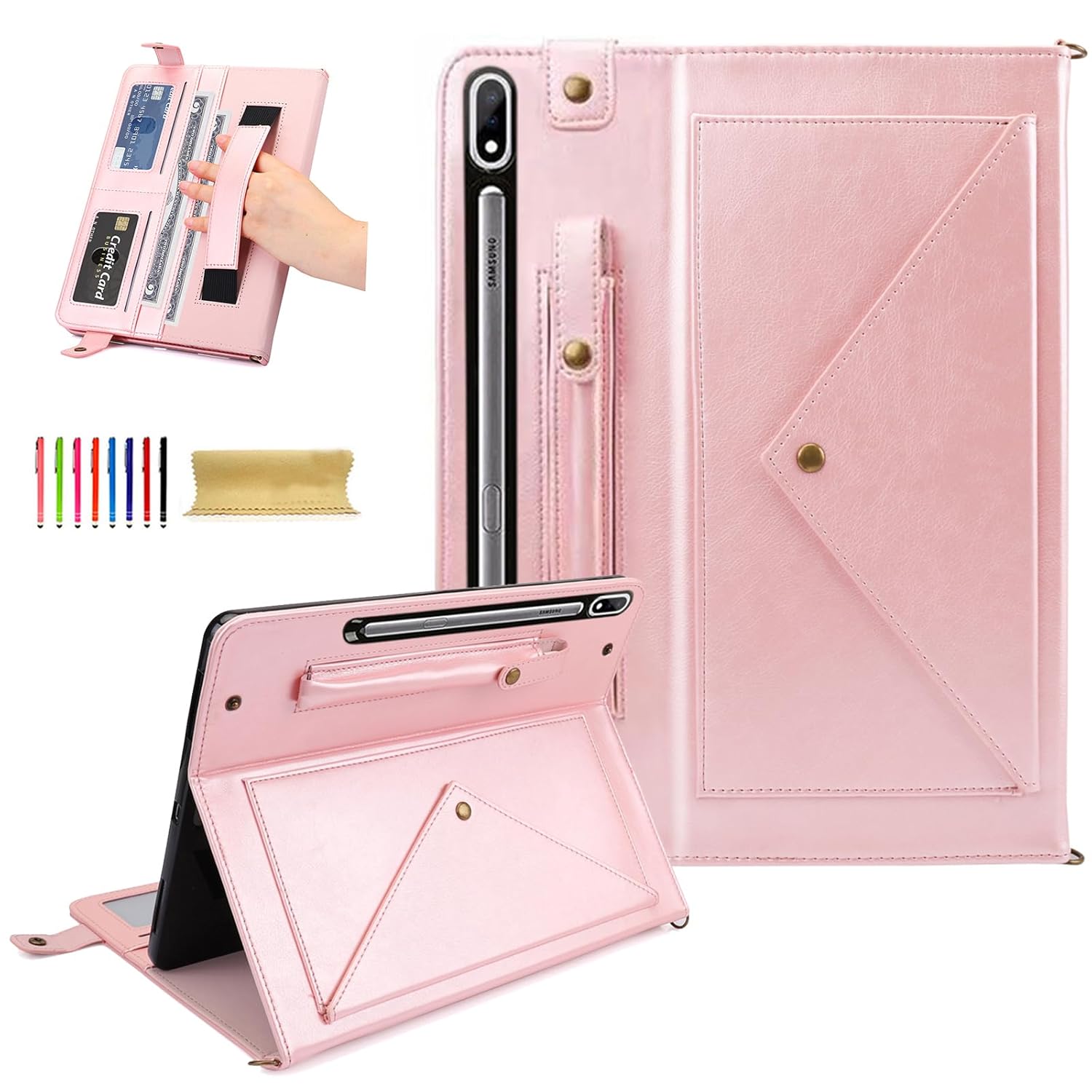 Dteck Dteck Galaxy Tab S10 Ultra Case Business PU Leather Folio Stand Protective Cover with S Pen Holder Card Slots Blue - View 8 of 8