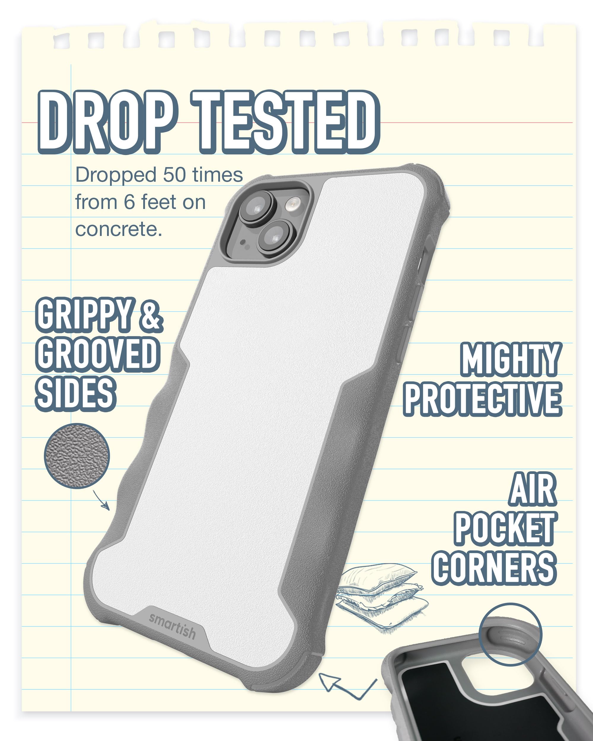 Smartish Smartish iPhone 15 Plus Protective Magnetic Case Gripzilla Compatible with MagSafe Rugged Tough Heavy Duty Cover Gray Area - View 2 of 9