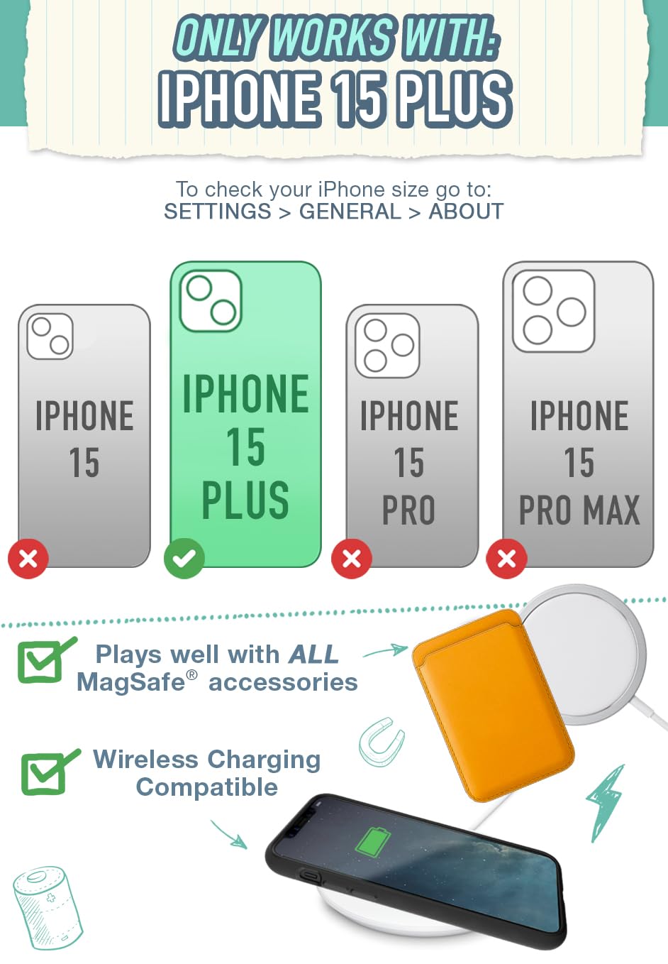 Smartish Smartish iPhone 15 Plus Protective Magnetic Case Gripzilla Compatible with MagSafe Rugged Tough Heavy Duty Cover Gray Area - View 5 of 9