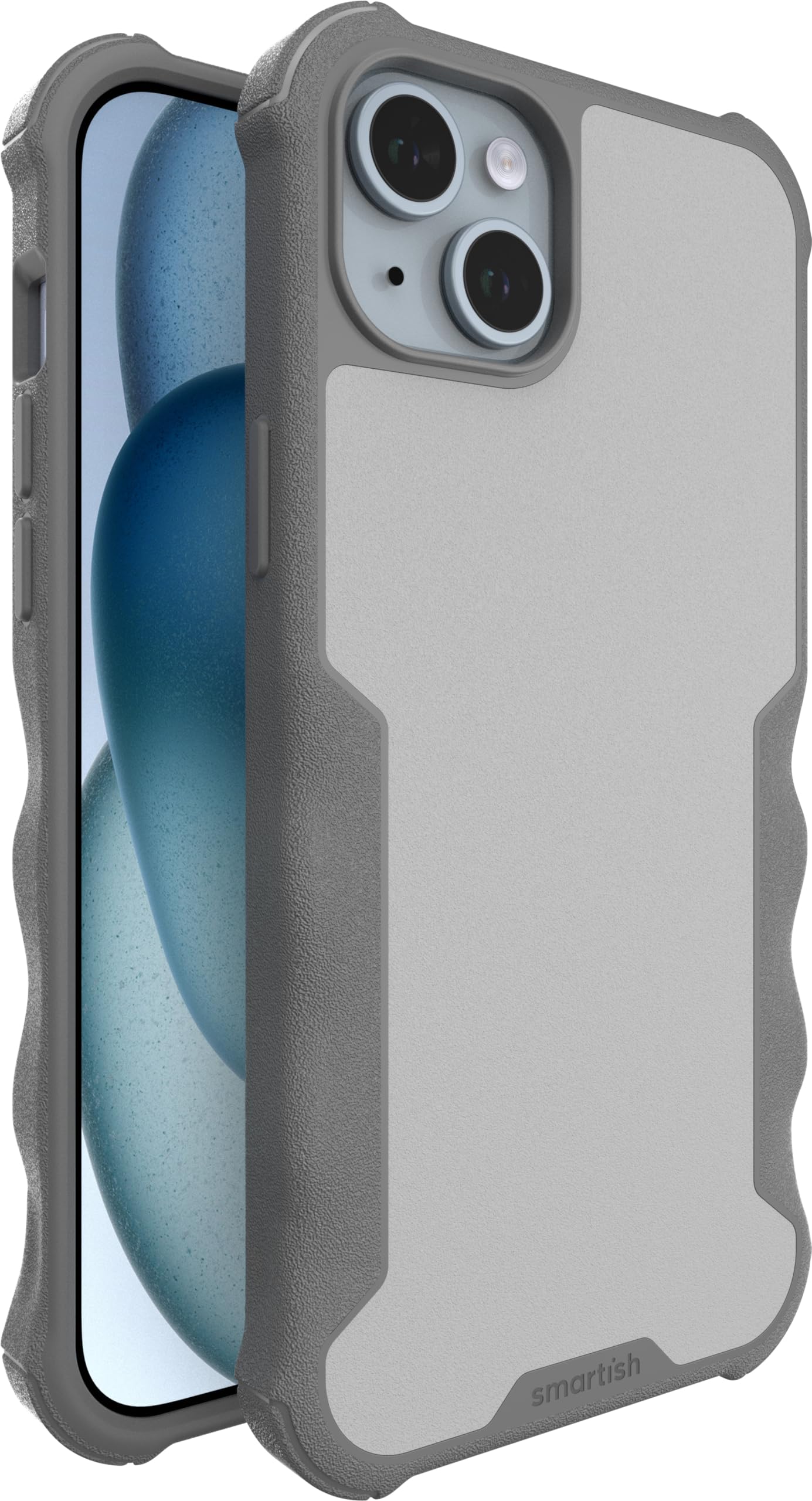 Smartish iPhone 15 Plus Protective Magnetic Case Gripzilla Compatible with MagSafe Rugged Tough Heavy Duty Cover Gray Area