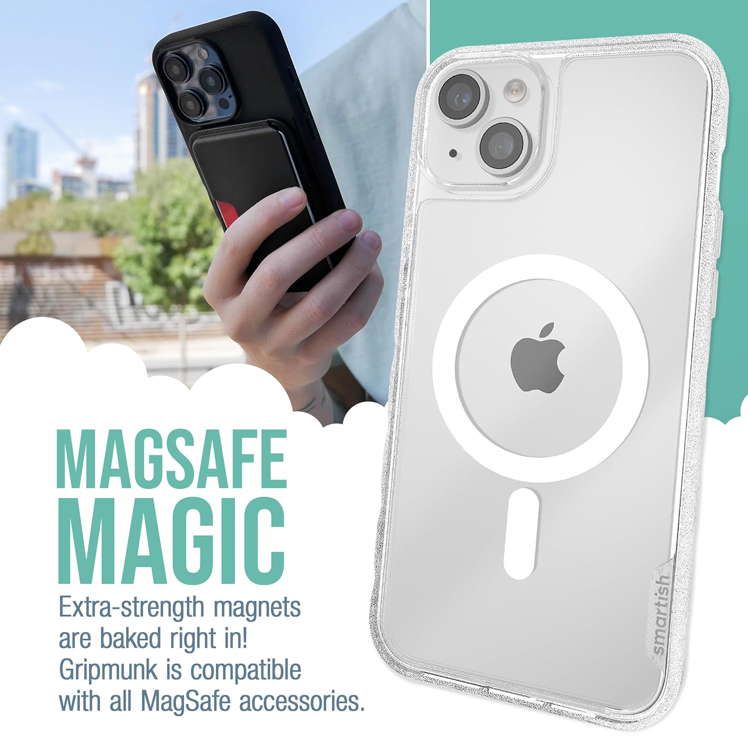 Smartish Smartish iPhone 15 Plus Magnetic Case Lightweight Protective Slim Grip Cover Compatible with MagSafe Clearly Clear - View 2 of 9