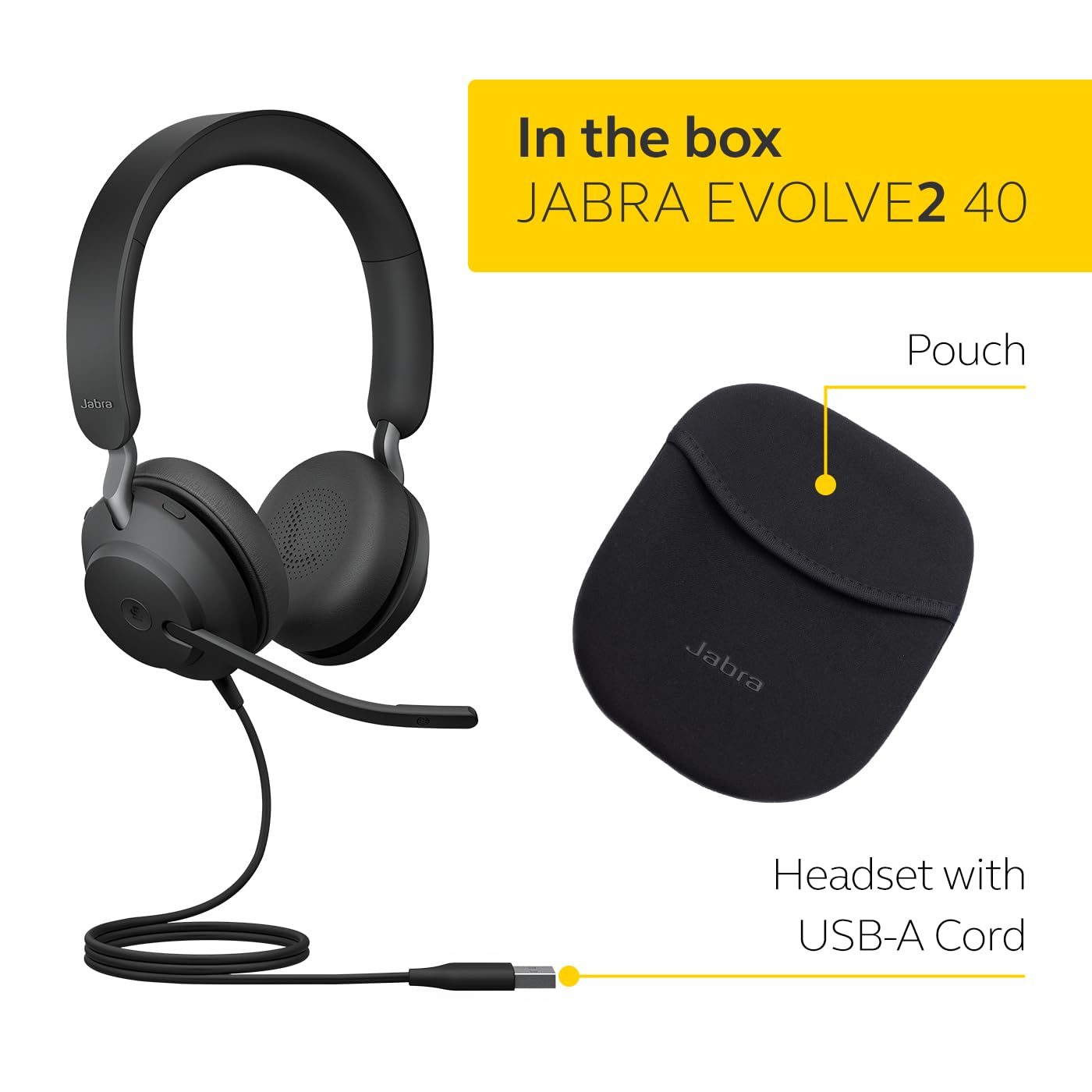 Jabra Jabra Evolve2 40 SE Wired Stereo Noise Cancelling Headset with 3 Mic Technology for Zoom and Google Meet Black - View 6 of 6