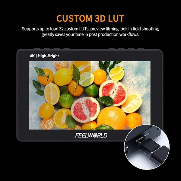 FEELWORLD "FEELWORLD F5 Prox 5.5" 1600nit DSLR Monitor: Touchscreen, 3D LUT, HDMI, & Power Kit for 4K Filmmaking" - View 7 of 11