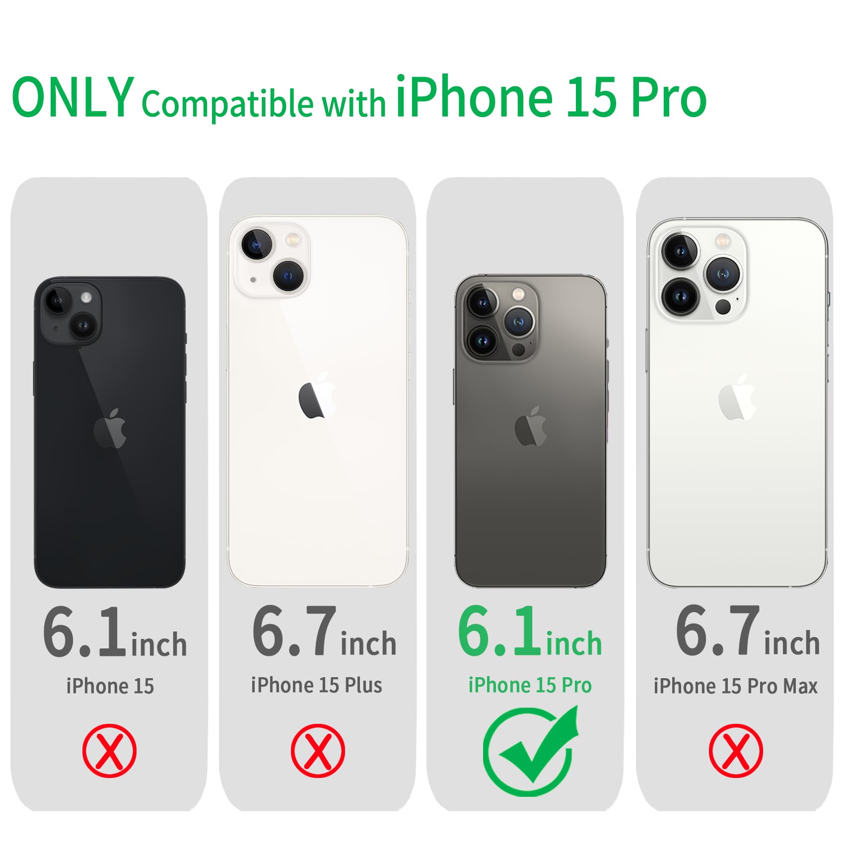 JJGoo JJGoo Clear Case for iPhone 15 Pro Transparent Shockproof Slim Anti-Scratch Hard PC Back Protective Cover Bumper - View 2 of 7
