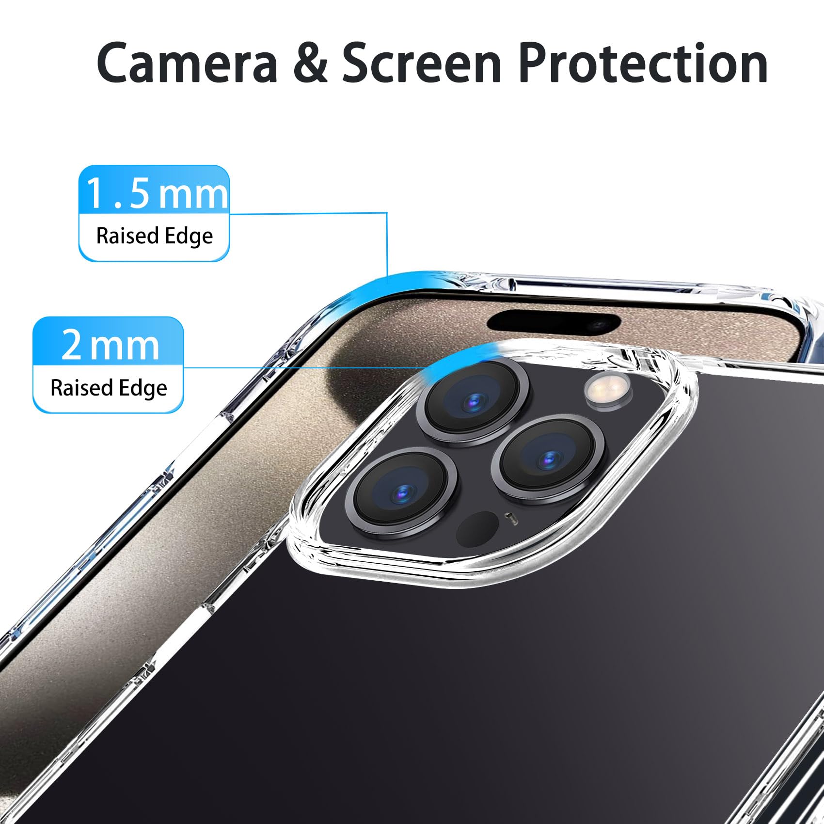 JJGoo JJGoo Clear Case for iPhone 15 Pro Transparent Shockproof Slim Anti-Scratch Hard PC Back Protective Cover Bumper - View 5 of 7