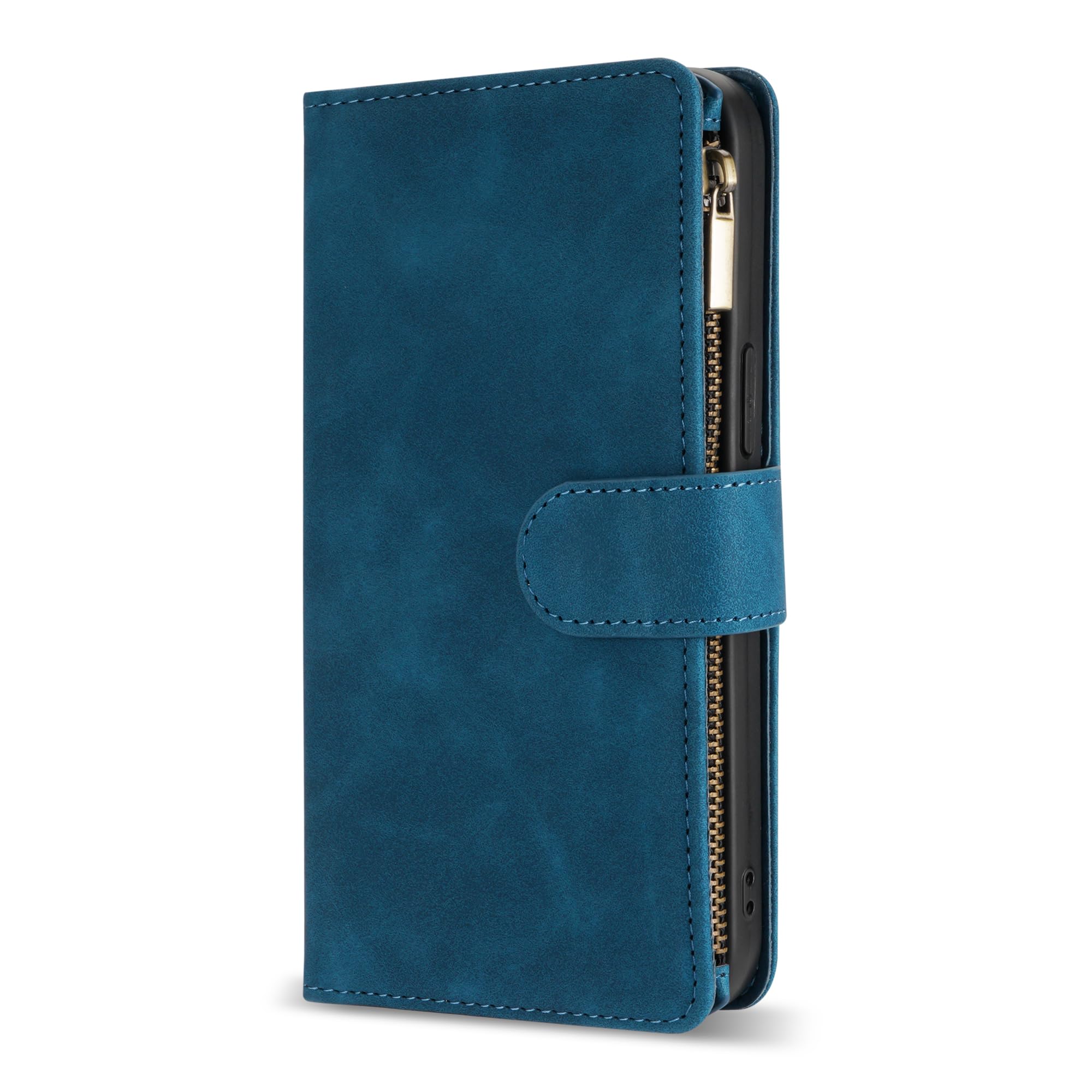 ZZXX iPhone 15 Pro Max Case Wallet RFID Blocking Card Slot Premium Soft PU Leather Folio Flip with Wrist Strap Protective Cover Blue 6.7 inch - View 3 of 7