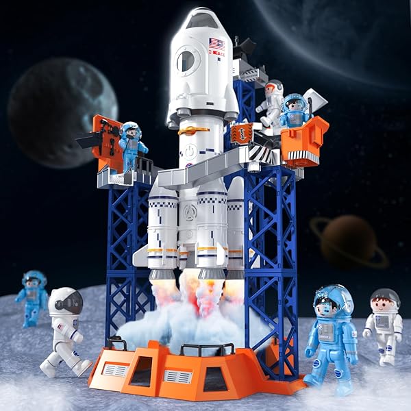 Ci Vetch Rocket Launcher Space Shuttle Toys 2-in-1 STEM Building Aerospace Gift for Kids Ages 3 to 9 Indoor Outdoor Fun