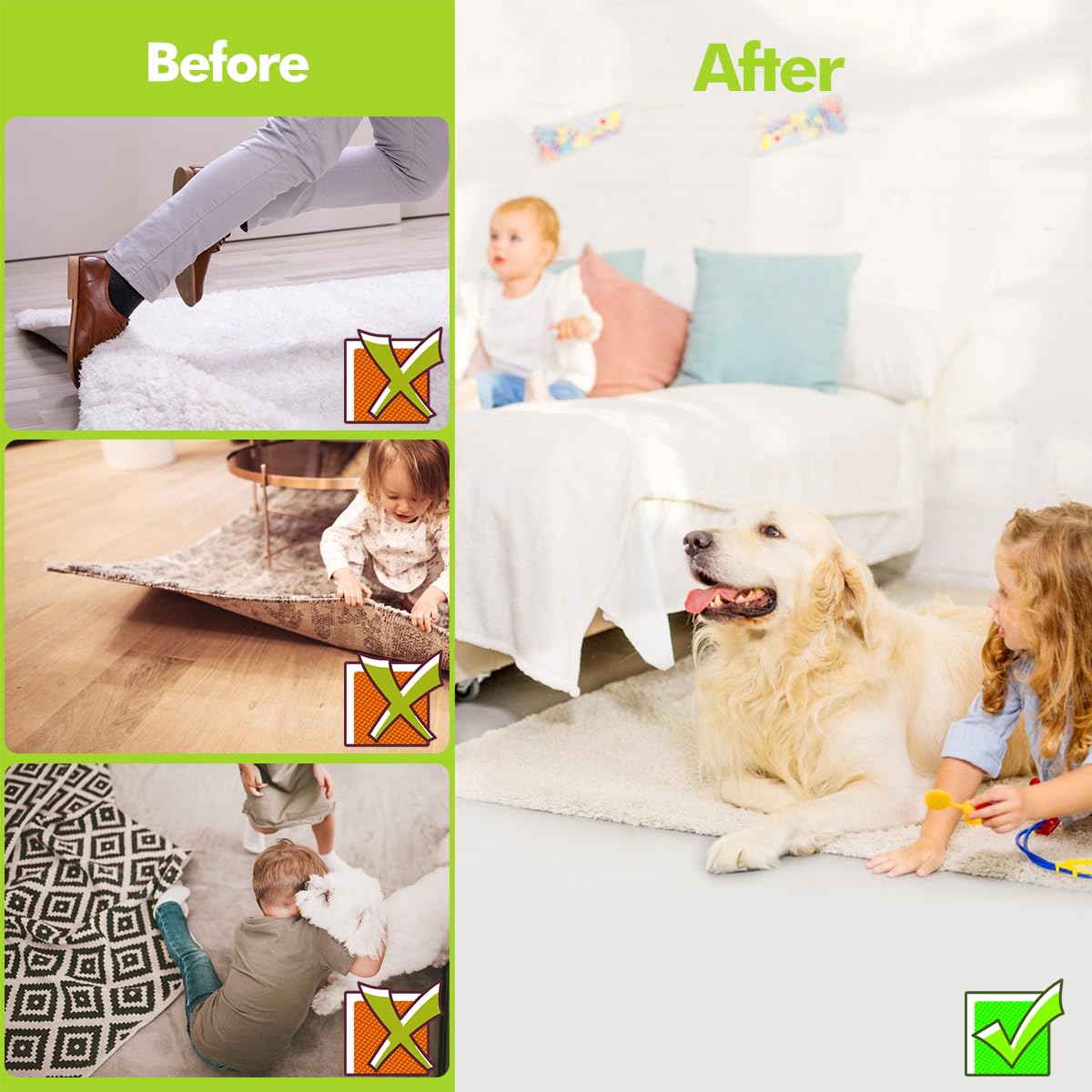 Honaoymd Honaoymd 12PCS Non Slip Rug Grippers for Hardwood Floors and Tile Easy Peel Off Black - View 2 of 7