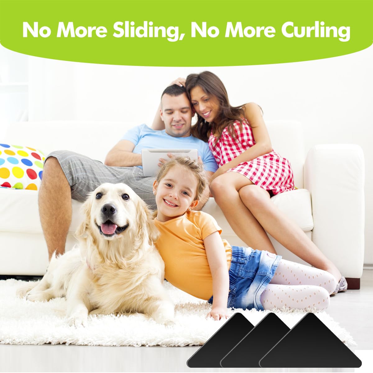 Honaoymd Honaoymd 12PCS Non Slip Rug Grippers for Hardwood Floors and Tile Easy Peel Off Black - View 3 of 7