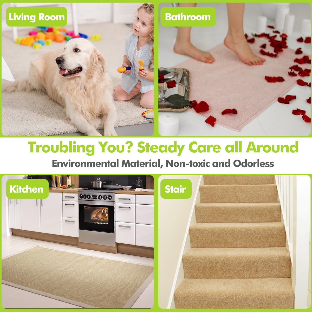 Honaoymd Honaoymd 12PCS Non Slip Rug Grippers for Hardwood Floors and Tile Easy Peel Off Black - View 4 of 7