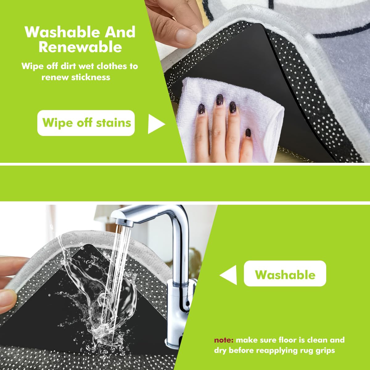 Honaoymd Honaoymd 12PCS Non Slip Rug Grippers for Hardwood Floors and Tile Easy Peel Off Black - View 7 of 7