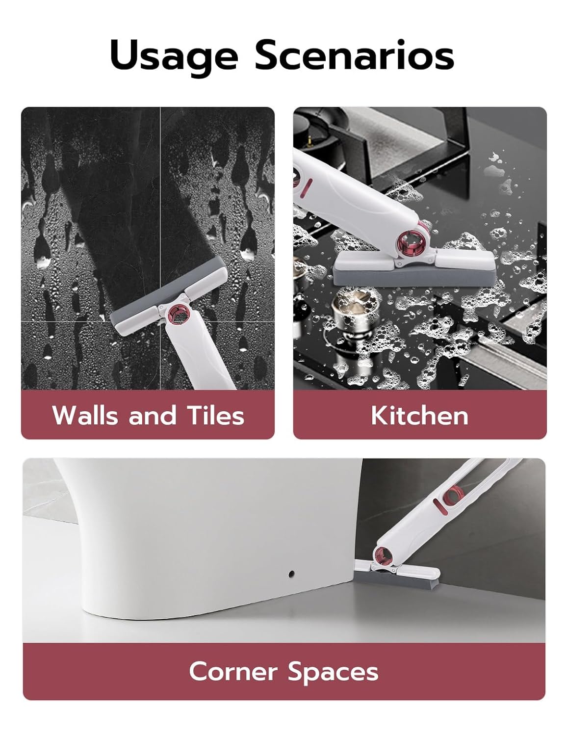 Mcbazel Mcbazel Portable Mini Cleaning Mop, Mini Sponge Mop, Wet and Dry Use Cleaning System, Mini Mop for Bathroom, Kitchen, Desktop, Glass, Living Room, Car (2 Sponge Head + 1 Squeeze Handle) - View 5 of 9