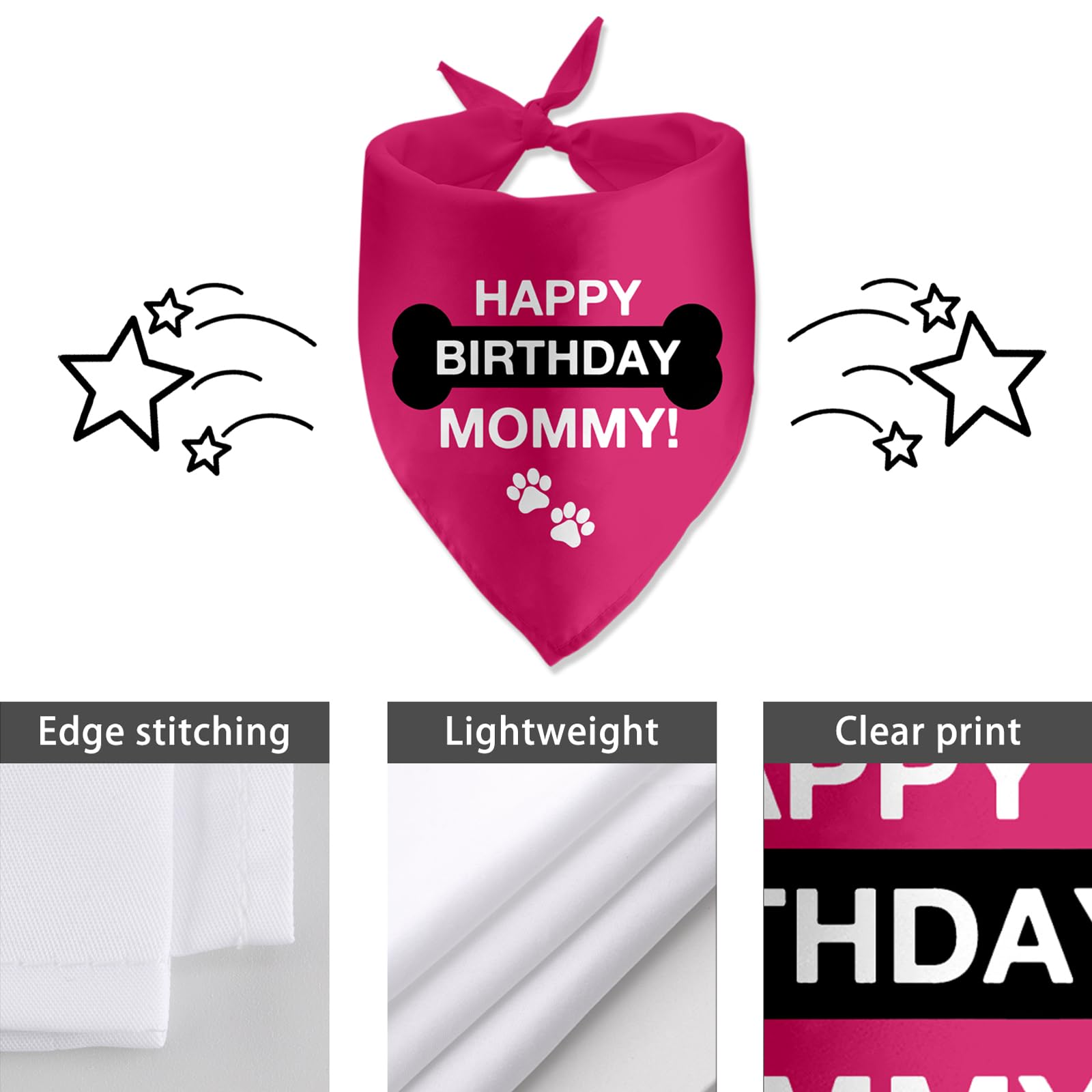 Lmaurrizt Happy Birthday Mommy Dog Bandana Triangle Scarf for Dogs Pet Accessories Perfect for Dog Lovers and Dog Moms - View 5 of 6