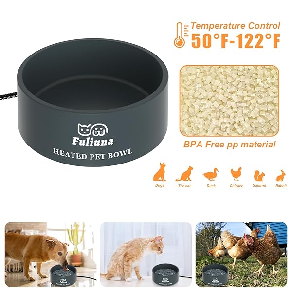 Fuliuna Fuliuna Large Heated Water Bowl for Pets Outdoor Chew Resistant Thermal Bowl Provides Drinkable Water in Winter for Dogs Cats Rabbits and More - View 4 of 9