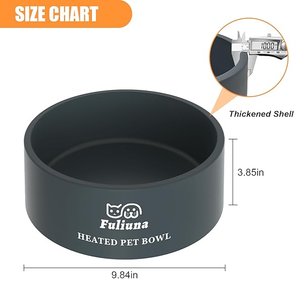 Fuliuna Fuliuna Large Heated Water Bowl for Pets Outdoor Chew Resistant Thermal Bowl Provides Drinkable Water in Winter for Dogs Cats Rabbits and More - View 5 of 9