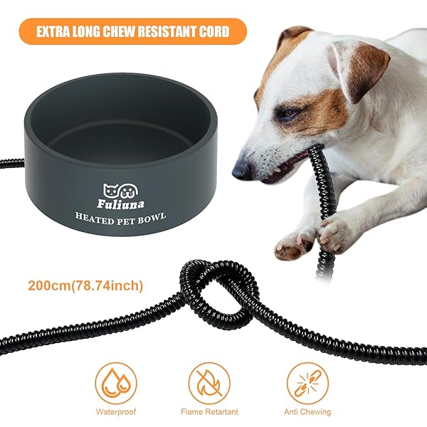 Fuliuna Fuliuna Large Heated Water Bowl for Pets Outdoor Chew Resistant Thermal Bowl Provides Drinkable Water in Winter for Dogs Cats Rabbits and More - View 7 of 9
