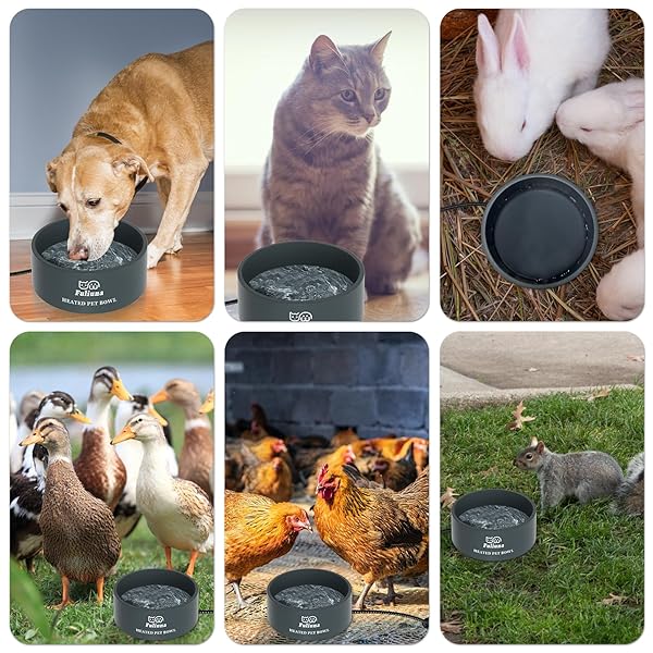 Fuliuna Fuliuna Large Heated Water Bowl for Pets Outdoor Chew Resistant Thermal Bowl Provides Drinkable Water in Winter for Dogs Cats Rabbits and More - View 8 of 9