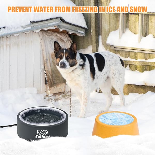 Fuliuna Fuliuna Large Heated Water Bowl for Pets Outdoor Chew Resistant Thermal Bowl Provides Drinkable Water in Winter for Dogs Cats Rabbits and More - View 9 of 9