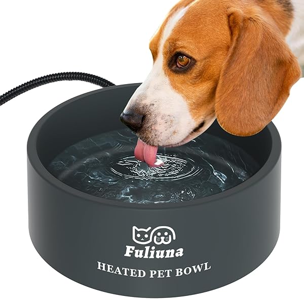 Fuliuna Fuliuna Large Heated Water Bowl for Pets Outdoor Chew Resistant Thermal Bowl Provides Drinkable Water in Winter for Dogs Cats Rabbits and More