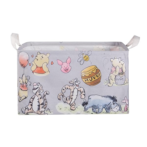 X-SIGA Bear Storage Basket Large Hamper Canvas Laundry Basket Foldable Waterproof for Kids Boys Girls Bathroom Bedroom Clothes Toy Bin Rice White