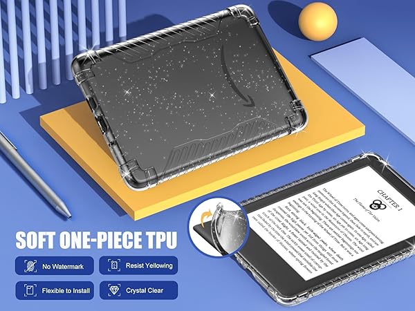 MoKo "MoKo 6" Kindle Case (11th Gen 2022) - Ultra Clear TPU Bumper Cover with Glitter | Flexible & Stylish Protection" - View 4 of 9