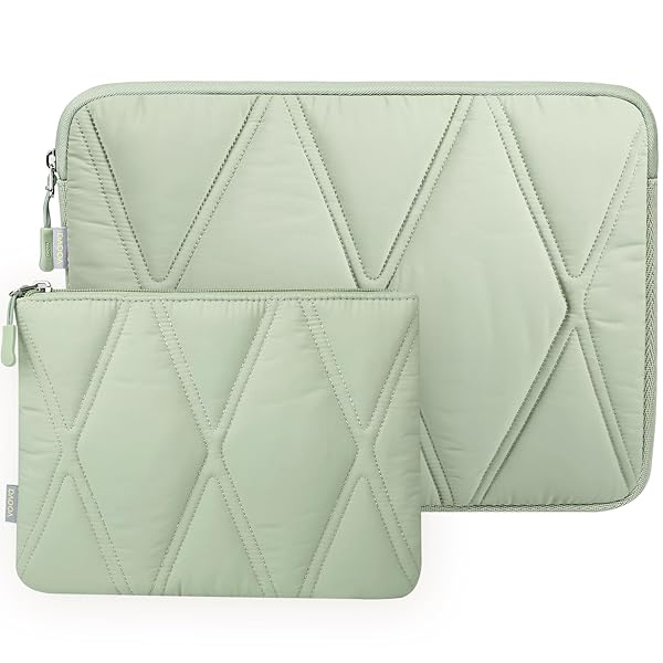 Voova Voova Puffy Laptop Sleeve 15.6 16 Inch Cute Computer Cover Bag for MacBook Pro XPS Lenovo Acer Dell HP Asus Mint Green