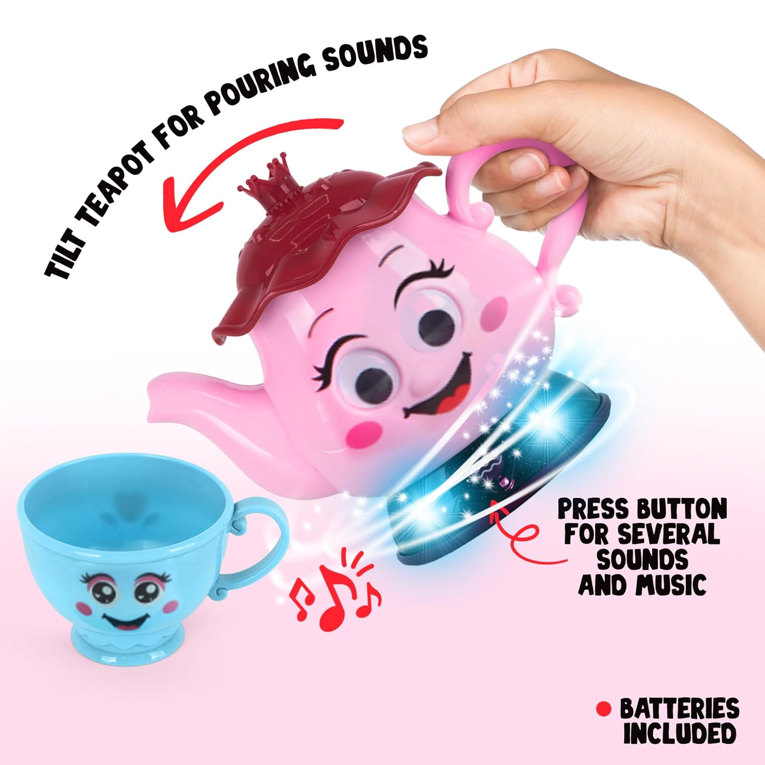 ArtCreativity ArtCreativity Musical Tea Set for Girls 19 Piece Toddler Tea Party Set with Sound Music and Lights for Kids Ages 3 to 6 - View 3 of 6