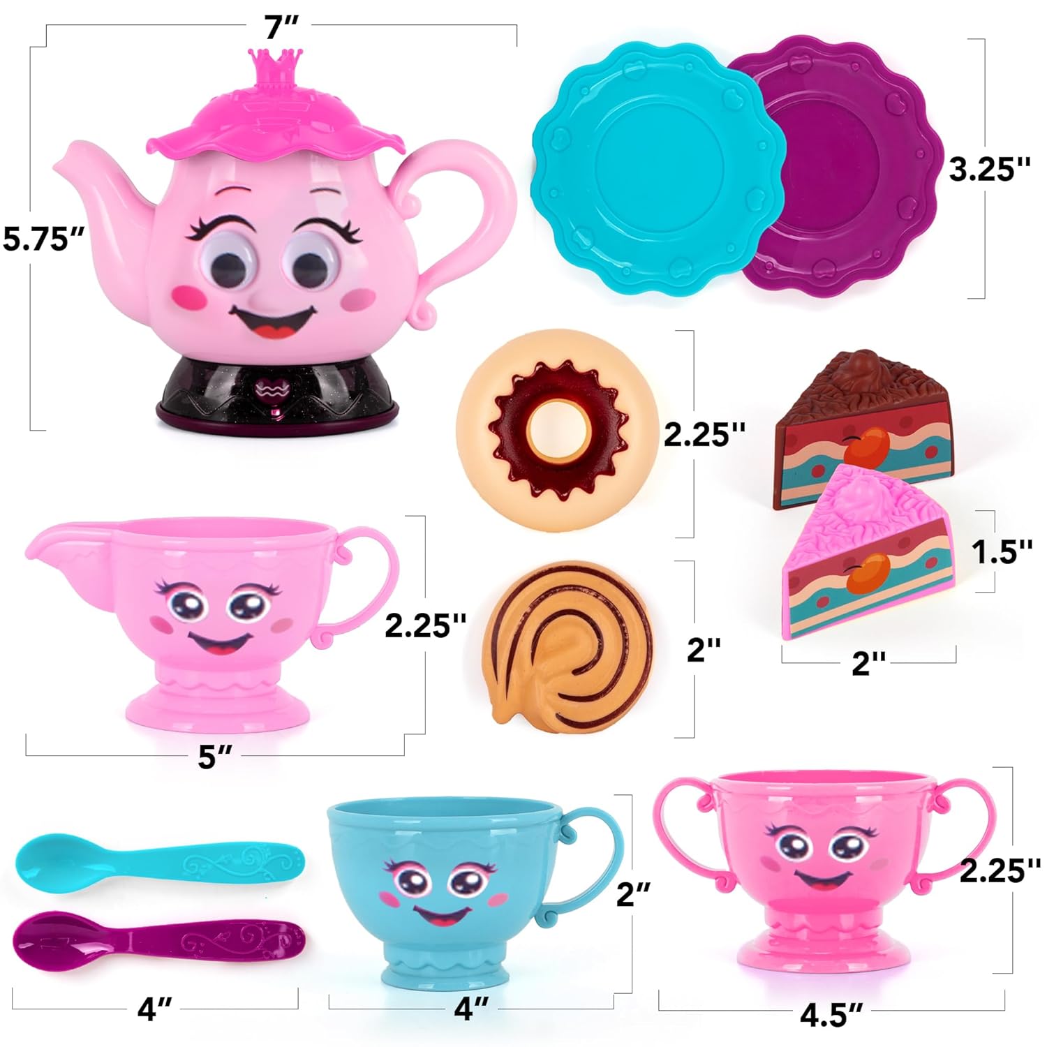 ArtCreativity ArtCreativity Musical Tea Set for Girls 19 Piece Toddler Tea Party Set with Sound Music and Lights for Kids Ages 3 to 6 - View 4 of 6