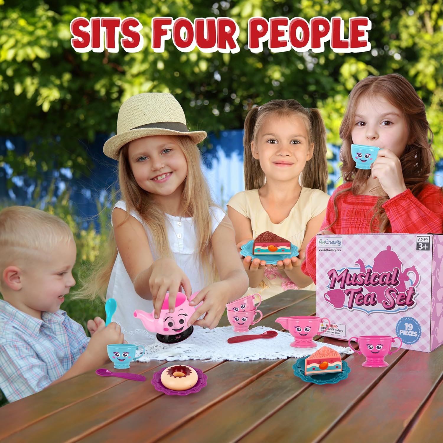 ArtCreativity ArtCreativity Musical Tea Set for Girls 19 Piece Toddler Tea Party Set with Sound Music and Lights for Kids Ages 3 to 6 - View 5 of 6