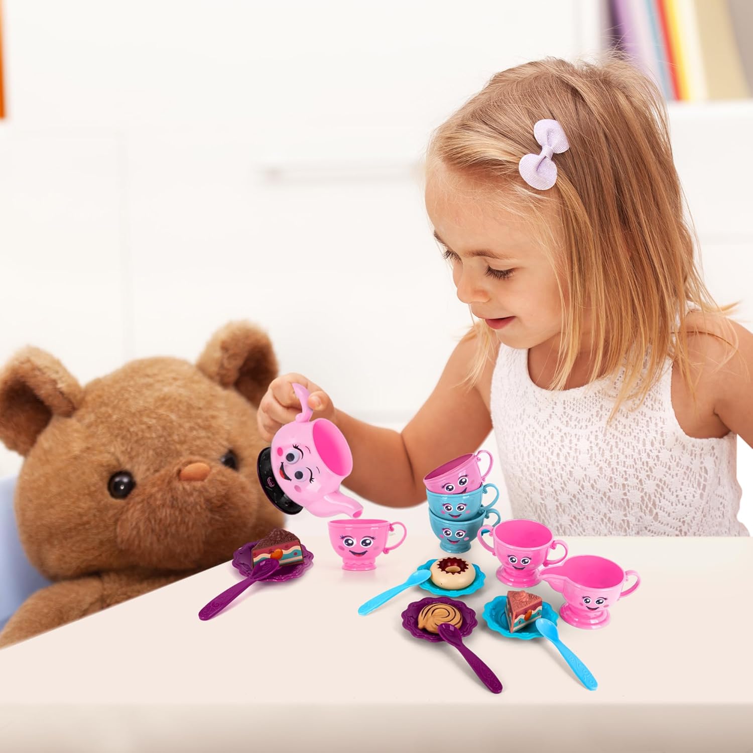 ArtCreativity ArtCreativity Musical Tea Set for Girls 19 Piece Toddler Tea Party Set with Sound Music and Lights for Kids Ages 3 to 6 - View 6 of 6