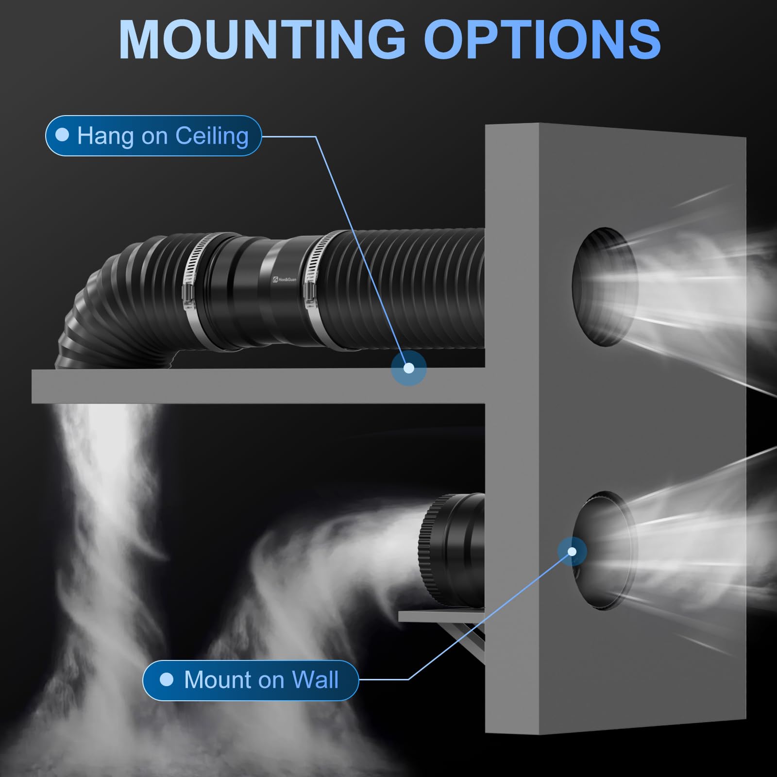 Hon&Guan HonGuan 6 Inch Inline Booster Duct Fan with Speed Controller 345 CFM Low Noise Ultra Low Power Airflow Solution - View 3 of 7