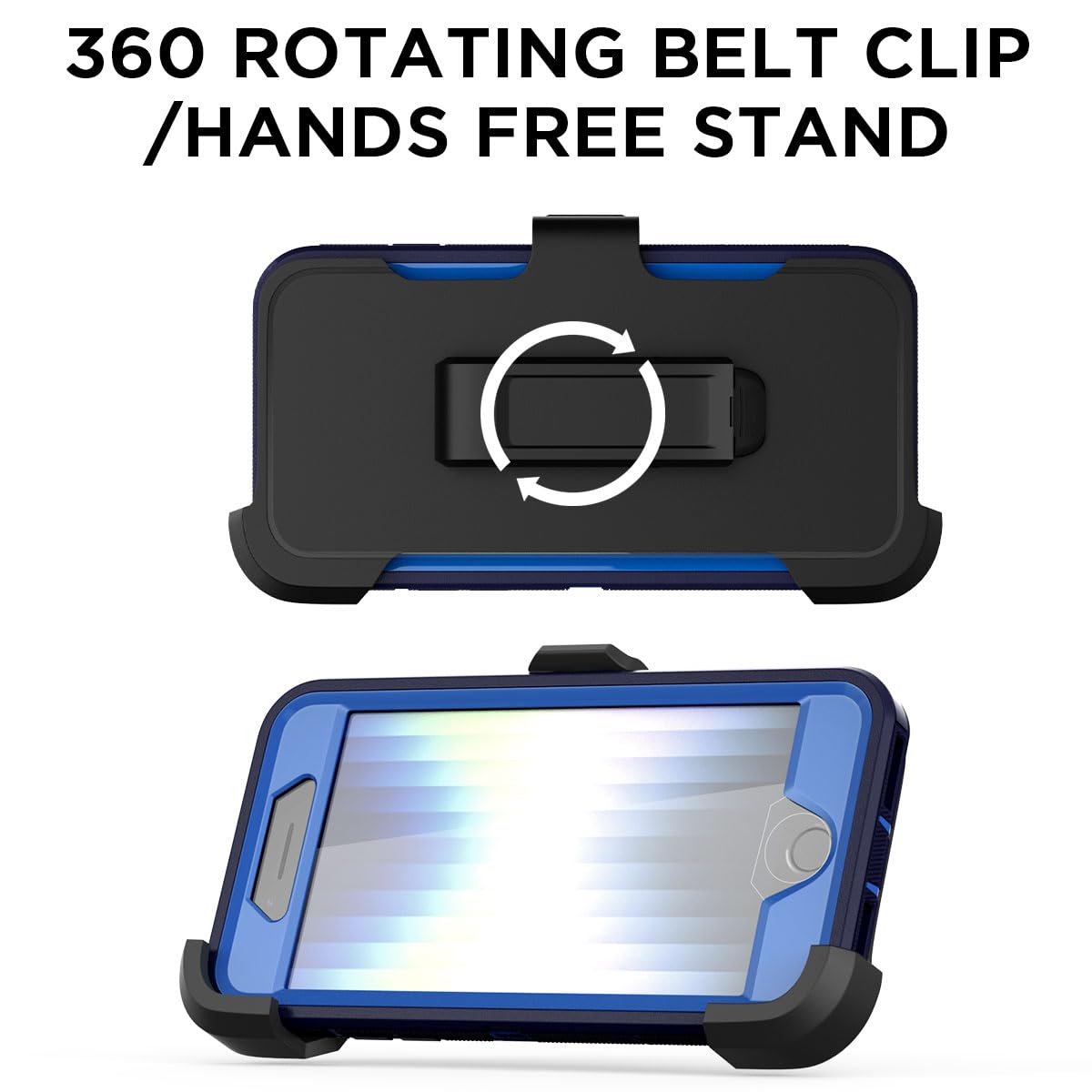 AICase Heavy Duty Protective Case for iPhone SE 3rd 2nd Generation with Belt Clip Holster and Built-in Screen Protector Admiral Blue - View 4 of 9