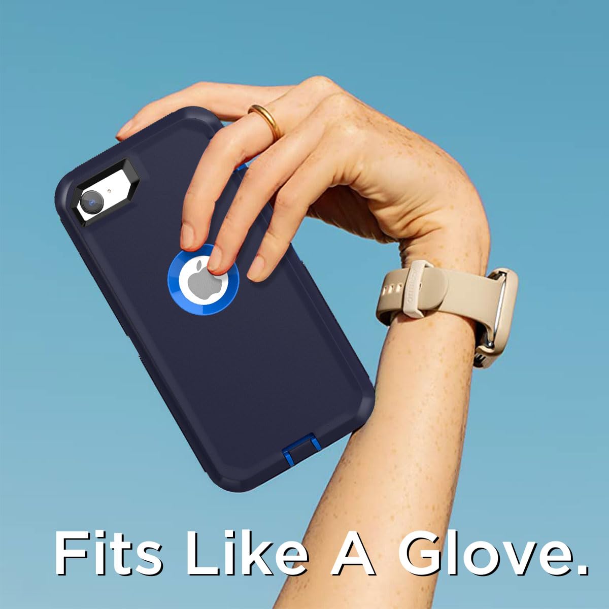 AICase Heavy Duty Protective Case for iPhone SE 3rd 2nd Generation with Belt Clip Holster and Built-in Screen Protector Admiral Blue - View 9 of 9