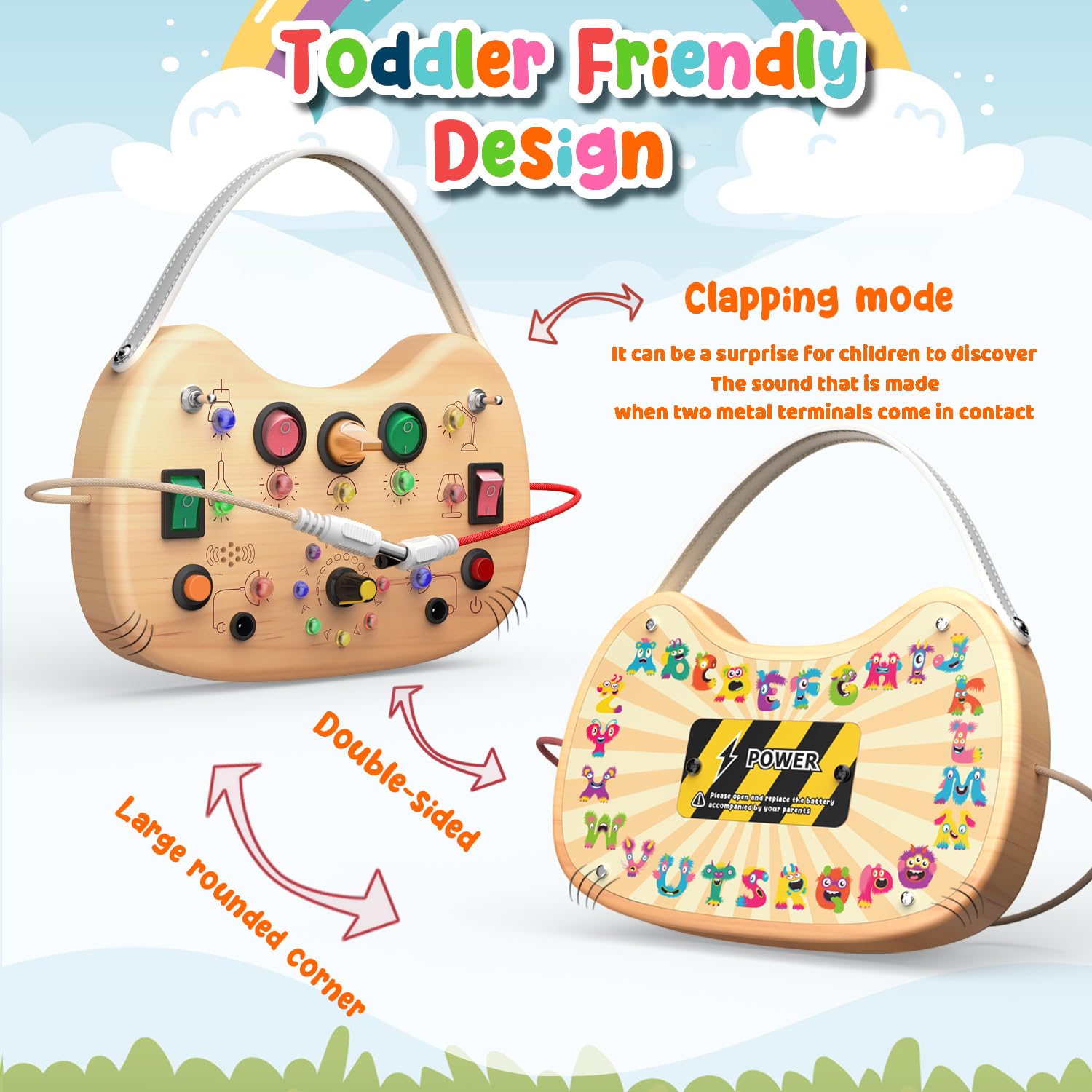 flycoost Flycoost Montessori Busy Board Sensory Toy for Toddlers with 17 LED Lights to Enhance Fine Motor Skills for Kids Aged 1-6 Years - View 3 of 6